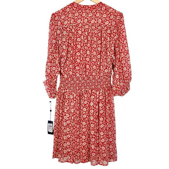 Tommy Hilfiger Floral Chiffon Mini Dress in Samba Red, Size 6 - Picture 6 of 11